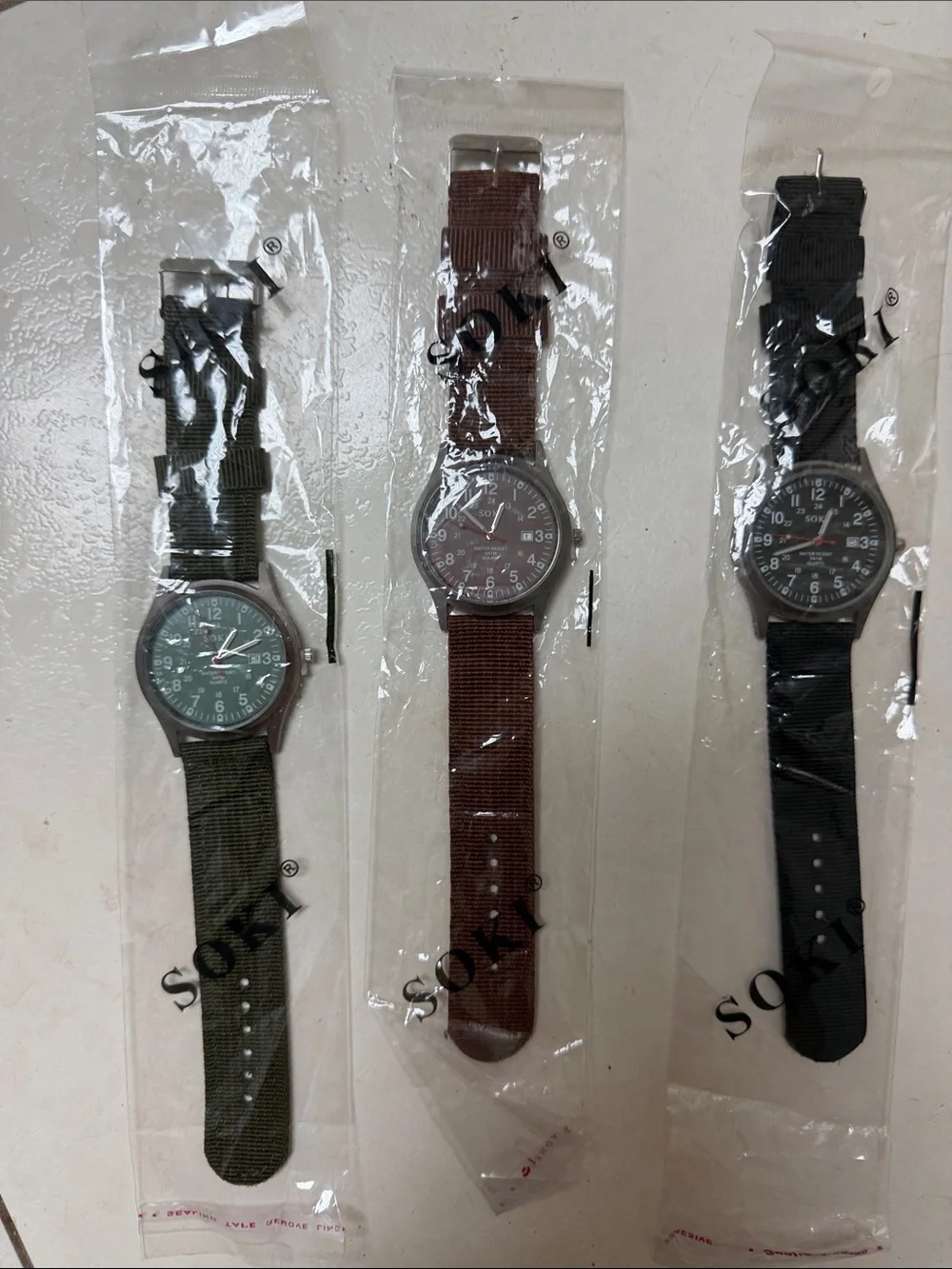 SOKO Men's Military Style Watches – Olive Green, Brown, Black